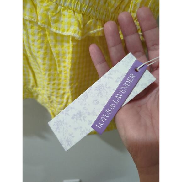 Lotus. & Lavender Yellow Gingham Top NWT - Picture 3 of 3